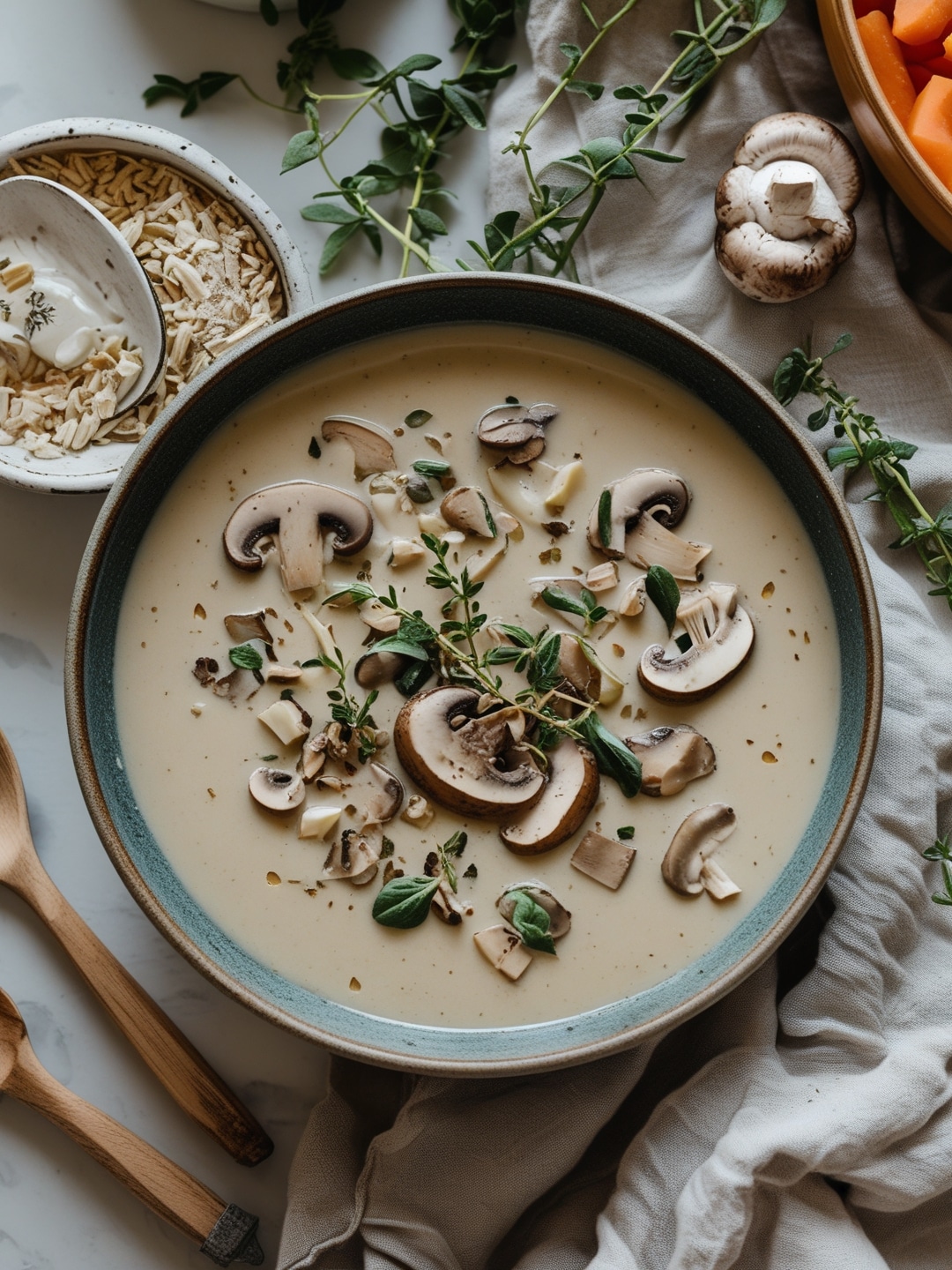 Creamy Vegan Mushroom Soup with Thyme