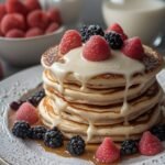 Cinnamon Roll Pancakes with Cream Cheese Glaze