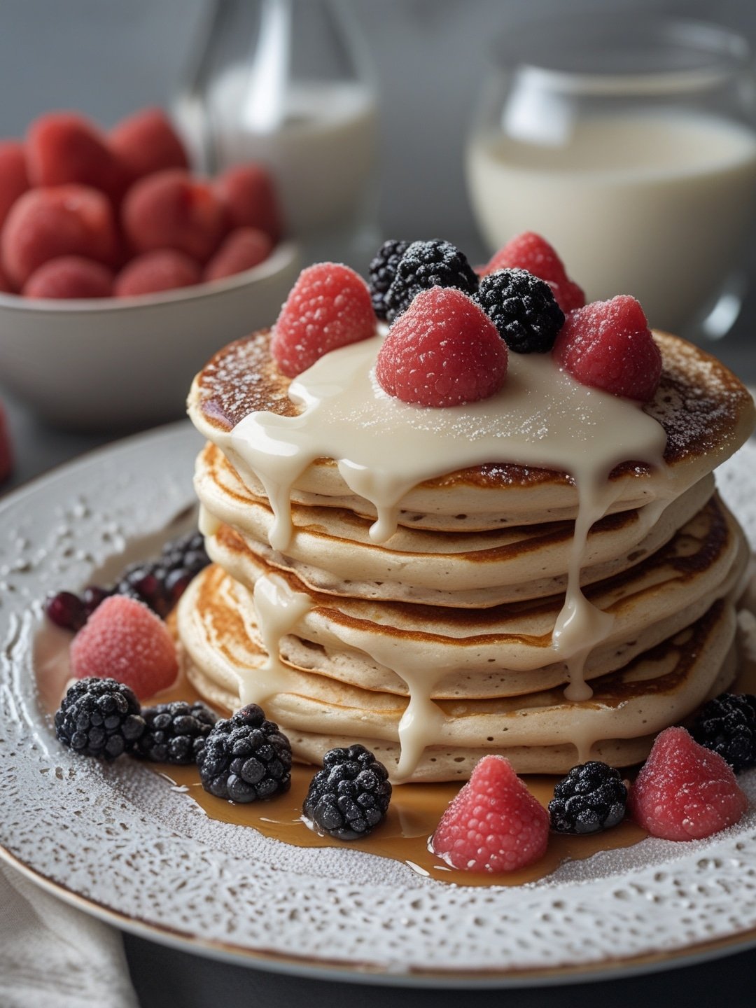 Cinnamon Roll Pancakes with Cream Cheese Glaze