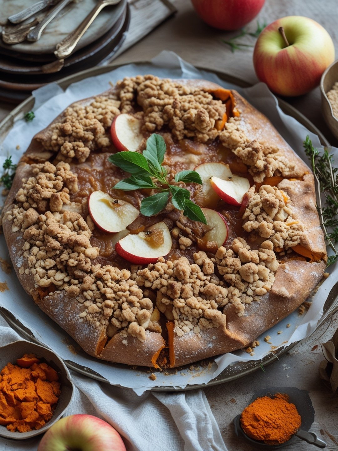 Sweet Potato and Apple Galette with Crumble Topping
